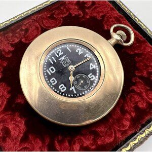 1919 Elgin Pershing Trench Black Star Pocket Watch